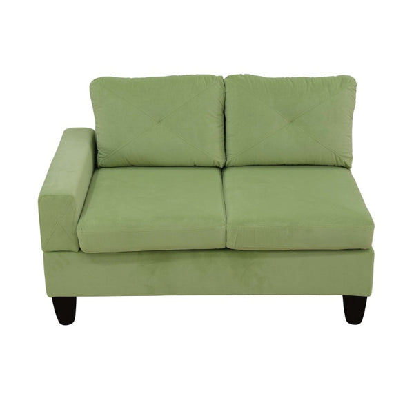 English Elm 95.5 Inch Modular L-Shaped Sectional with Chaise Six Seat Calico Fabric Living Room Sofa Apple Green Flannelette B082S00174