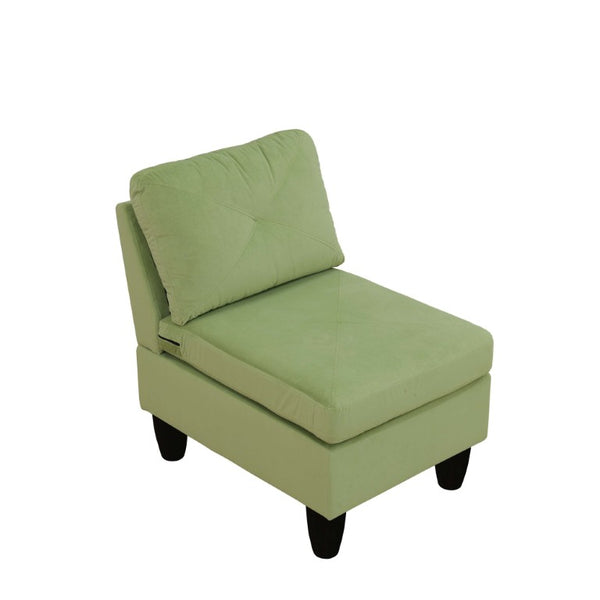 English Elm 95.5 Inch Modular L-Shaped Sectional with Chaise Six Seat Calico Fabric Living Room Sofa Apple Green Flannelette B082S00174