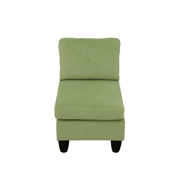 English Elm 95.5 Inch Modular L-Shaped Sectional with Chaise Six Seat Calico Fabric Living Room Sofa Apple Green Flannelette B082S00174