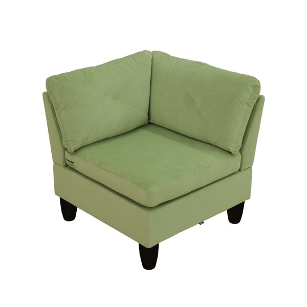 English Elm 95.5 Inch Modular L-Shaped Sectional with Chaise Six Seat Calico Fabric Living Room Sofa Apple Green Flannelette B082S00174