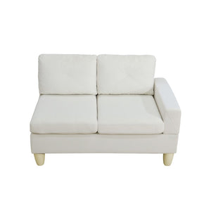 English Elm 95.5 Inch Modular L-Shaped Sectional with Chaise Six Seat Calico Fabric Living Room Sofa Beige Flannelette B082S00175