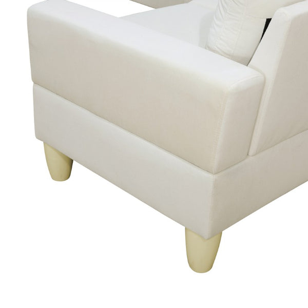 English Elm 95.5 Inch Modular L-Shaped Sectional with Chaise Six Seat Calico Fabric Living Room Sofa Beige Flannelette B082S00175