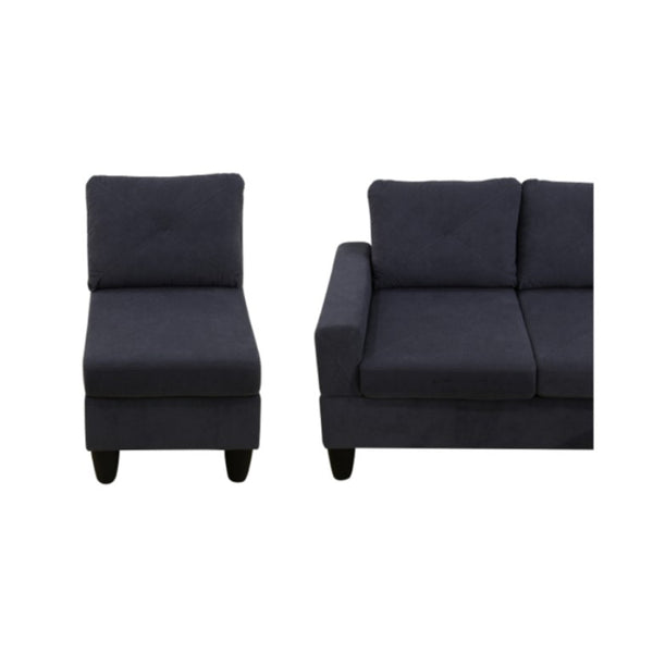 English Elm 95.5 Inch Modular L-Shaped Sectional with Chaise Six Seat Calico Fabric Living Room Sofa Dark Grey Flannelette B082S00176