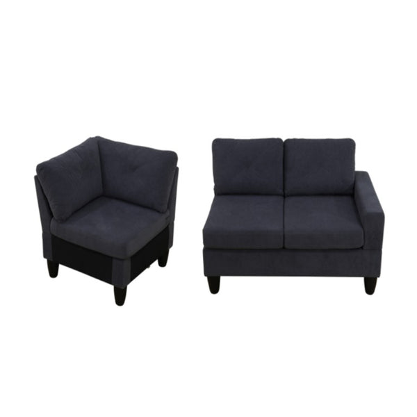 English Elm 95.5 Inch Modular L-Shaped Sectional with Chaise Six Seat Calico Fabric Living Room Sofa Dark Grey Flannelette B082S00176