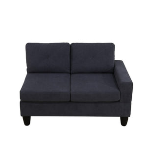 English Elm 95.5 Inch Modular L-Shaped Sectional with Chaise Six Seat Calico Fabric Living Room Sofa Dark Grey Flannelette B082S00176