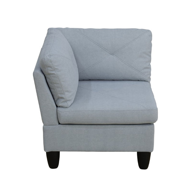 English Elm 95.5 Inch Modular L-Shaped Sectional with Chaise Six Seat Calico Fabric Living Room Sofa Grey Linen B082S00178