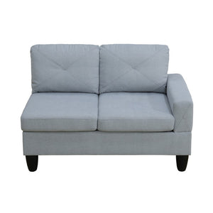 English Elm 95.5 Inch Modular L-Shaped Sectional with Chaise Six Seat Calico Fabric Living Room Sofa Grey Linen B082S00178