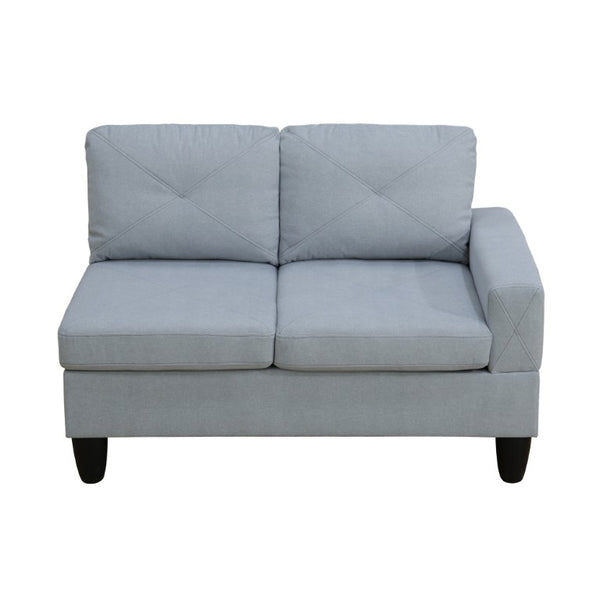 English Elm 95.5 Inch Modular L-Shaped Sectional with Chaise Six Seat Calico Fabric Living Room Sofa Grey Linen B082S00178