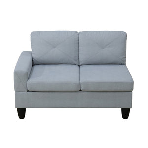 English Elm 95.5 Inch Modular L-Shaped Sectional with Chaise Six Seat Calico Fabric Living Room Sofa Grey Linen B082S00178