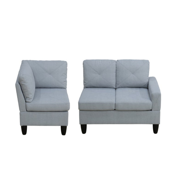 English Elm 95.5 Inch Modular L-Shaped Sectional with Chaise Six Seat Calico Fabric Living Room Sofa Grey Linen B082S00178