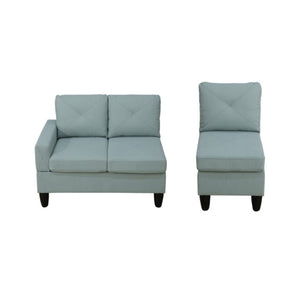 English Elm 95.5 Inch Sage Green Modular Sectional Sofa Six Seat L Shaped Calico Fabric Couch B082S00179