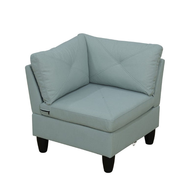 English Elm 95.5 Inch Sage Green Modular Sectional Sofa Six Seat L Shaped Calico Fabric Couch B082S00179