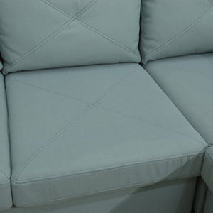 English Elm 95.5 Inch Sage Green Modular Sectional Sofa Six Seat L Shaped Calico Fabric Couch B082S00179