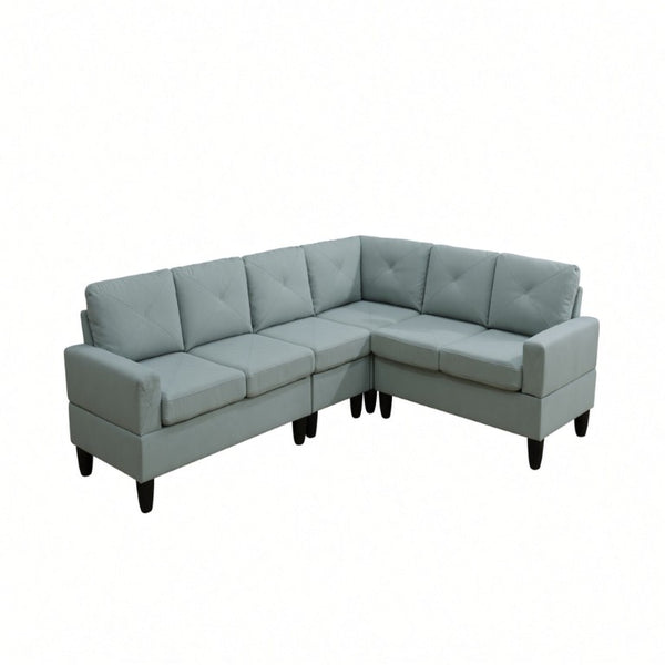 English Elm 95.5 Inch Sage Green Modular Sectional Sofa Six Seat L Shaped Calico Fabric Couch B082S00179