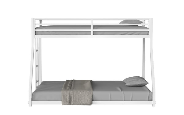 English Elm Adam Sturdy White Metal Twin Over Full Bunk Bed with Guardrails and Reversible Ladder B083P160614
