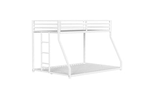 English Elm Adam Sturdy White Metal Twin Over Full Bunk Bed with Guardrails and Reversible Ladder B083P160614