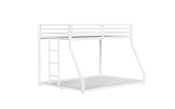 English Elm Adam Sturdy White Metal Twin Over Full Bunk Bed with Guardrails and Reversible Ladder B083P160614