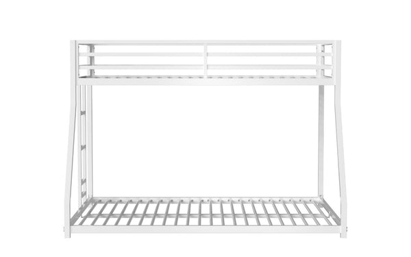 English Elm Adam Sturdy White Metal Twin Over Full Bunk Bed with Guardrails and Reversible Ladder B083P160614