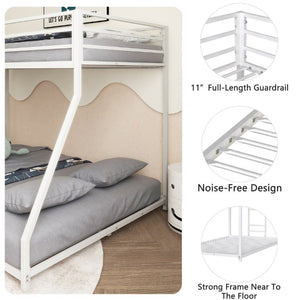 English Elm Adam Sturdy White Metal Twin Over Full Bunk Bed with Guardrails and Reversible Ladder B083P160614