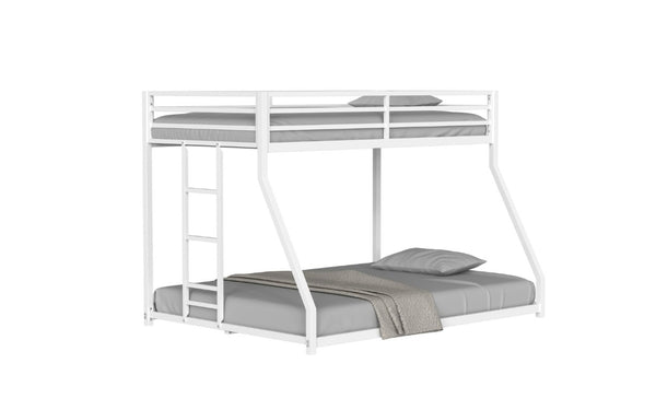 English Elm Adam Sturdy White Metal Twin Over Full Bunk Bed with Guardrails and Reversible Ladder B083P160614