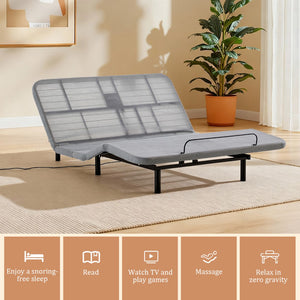 English Elm Caron Queen Adjustable Bed Base with Zero Gravity Wireless Remote and Built-in Massager B083P364041
