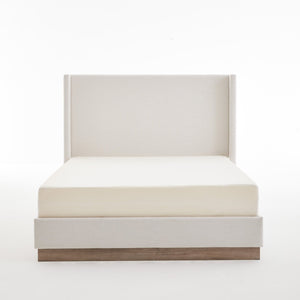 English Elm Hosford Wingback Platform Bed Boucle Upholstered with Oak Base No Box Spring Ivory B083P407065