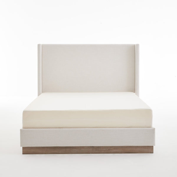 English Elm Hosford Wingback Platform Bed Boucle Upholstered with Oak Base No Box Spring Ivory B083P407065
