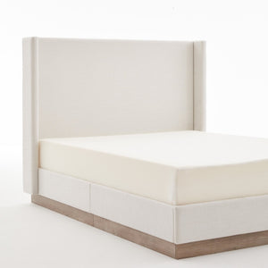 English Elm Hosford Wingback Platform Bed Boucle Upholstered with Oak Base No Box Spring Ivory B083P407065