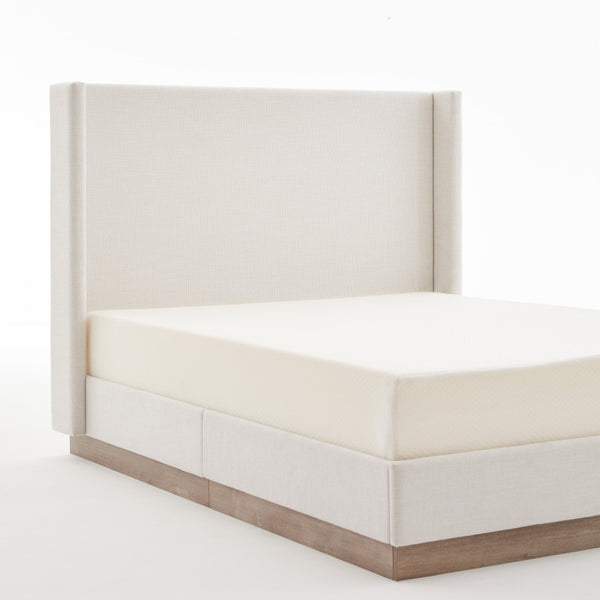 English Elm Hosford Wingback Platform Bed Boucle Upholstered with Oak Base No Box Spring Ivory B083P407065