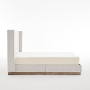 English Elm Hosford Wingback Platform Bed Boucle Upholstered with Oak Base No Box Spring Ivory B083P407065