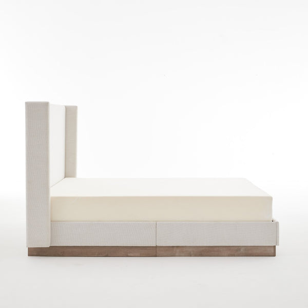 English Elm Hosford Wingback Platform Bed Boucle Upholstered with Oak Base No Box Spring Ivory B083P407065