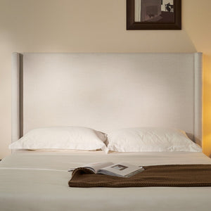 English Elm Hosford Wingback Platform Bed Boucle Upholstered with Oak Base No Box Spring Ivory B083P407065