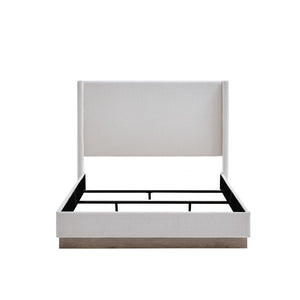 English Elm Hale Wingback Queen Bed Boucle Upholstered Tall Headboard Elegant Bedroom Frame B083P407086