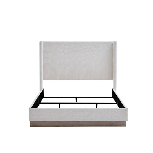 English Elm Hale Wingback Queen Bed Boucle Upholstered Tall Headboard Elegant Bedroom Frame B083P407086