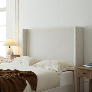English Elm Hale Wingback Queen Bed Boucle Upholstered Tall Headboard Elegant Bedroom Frame B083P407086