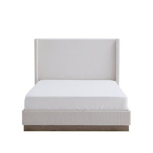 English Elm Hale Wingback Queen Bed Boucle Upholstered Tall Headboard Elegant Bedroom Frame B083P407086