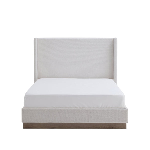 English Elm Hale Wingback Queen Bed Boucle Upholstered Tall Headboard Elegant Bedroom Frame B083P407086