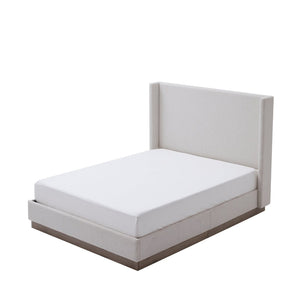 English Elm Hale Wingback Queen Bed Boucle Upholstered Tall Headboard Elegant Bedroom Frame B083P407086