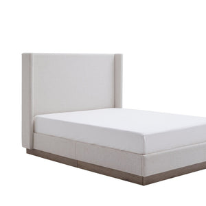 English Elm Hale Wingback Queen Bed Boucle Upholstered Tall Headboard Elegant Bedroom Frame B083P407086