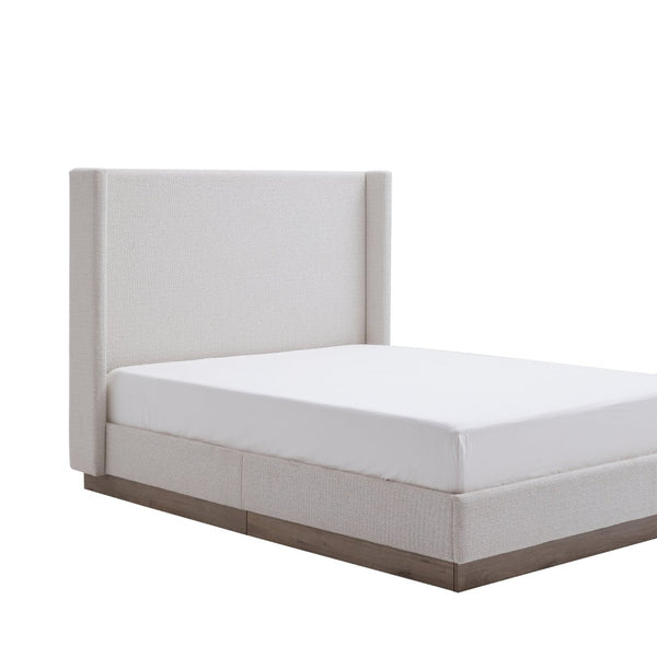English Elm Hale Wingback Queen Bed Boucle Upholstered Tall Headboard Elegant Bedroom Frame B083P407086