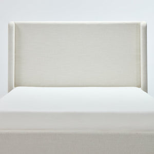 English Elm Carmen Wingback Platform Bed Sculptural Ivory Canvas Upholstery No Box Spring Full B083P410388