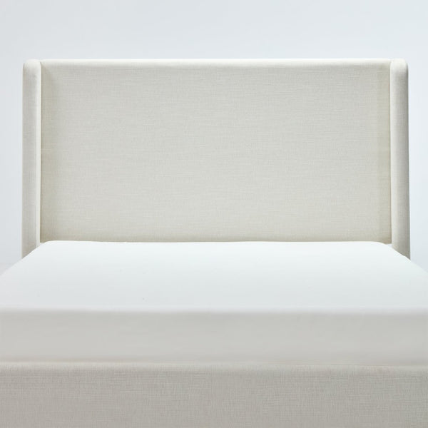 English Elm Carmen Wingback Platform Bed Sculptural Ivory Canvas Upholstery No Box Spring Full B083P410388