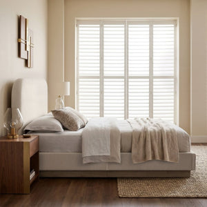 English Elm Linton Boucle Platform Bed with Oak Base and Tall Curved Headboard for Modern Bedrooms B083P473915