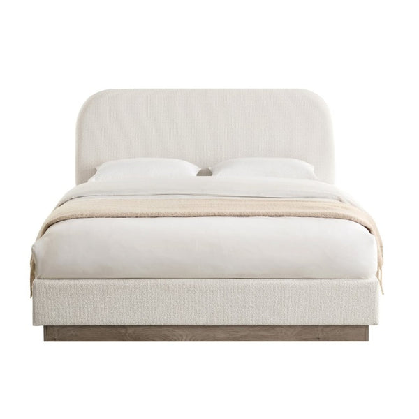 English Elm Linton Boucle Platform Bed with Oak Base and Tall Curved Headboard for Modern Bedrooms B083P473915