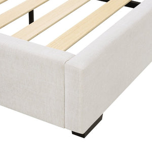 English Elm Hampton Upholstered King Platform Bed Tall Architectural Headboard Canvas Fabric Frame B083P522577