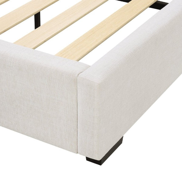 English Elm Hampton Upholstered King Platform Bed Tall Architectural Headboard Canvas Fabric Frame B083P522577