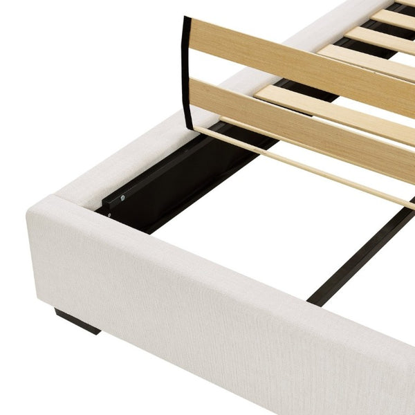 English Elm Hampton Upholstered King Platform Bed Tall Architectural Headboard Canvas Fabric Frame B083P522577