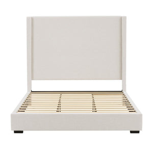English Elm Hampton Upholstered King Platform Bed Tall Architectural Headboard Canvas Fabric Frame B083P522577