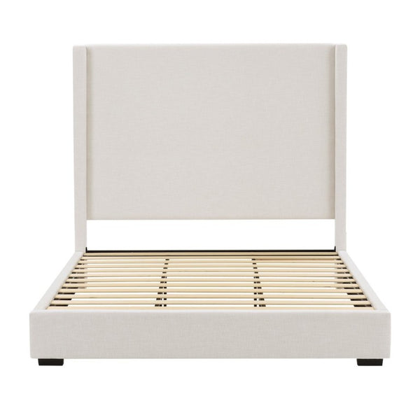 English Elm Hampton Upholstered King Platform Bed Tall Architectural Headboard Canvas Fabric Frame B083P522577