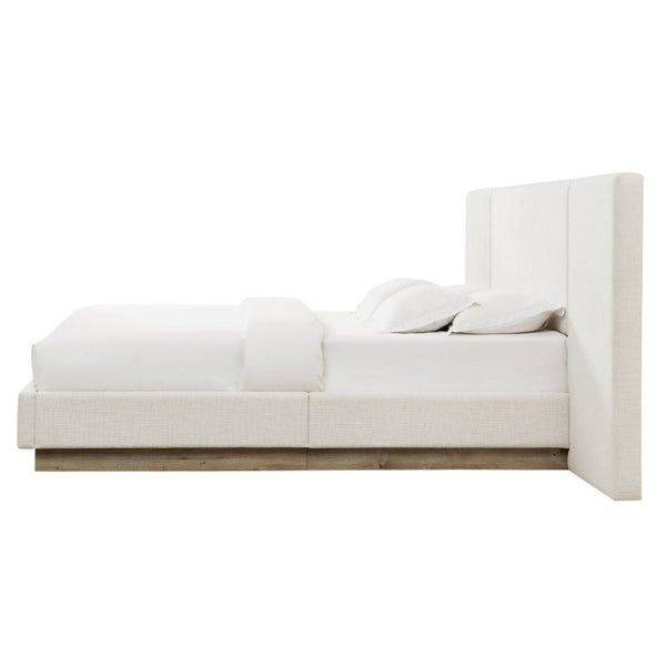 English Elm Muse Canvas Upholstered Queen Platform Bed Wide Padded Headboard Wood Base B083S00014